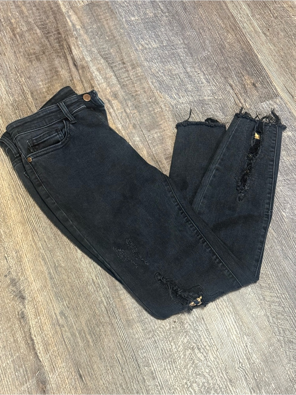 Judy Blue Black Distressed Skinny Jeans Leopard Patch Size 7/28